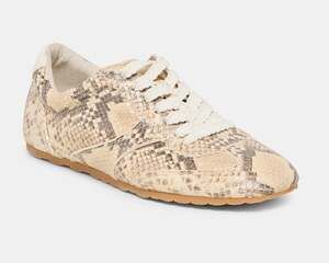 Dolce Vita Dorie Natural Snake Embossed Leather Lace Up Sneakers Brown 8.5 NEW